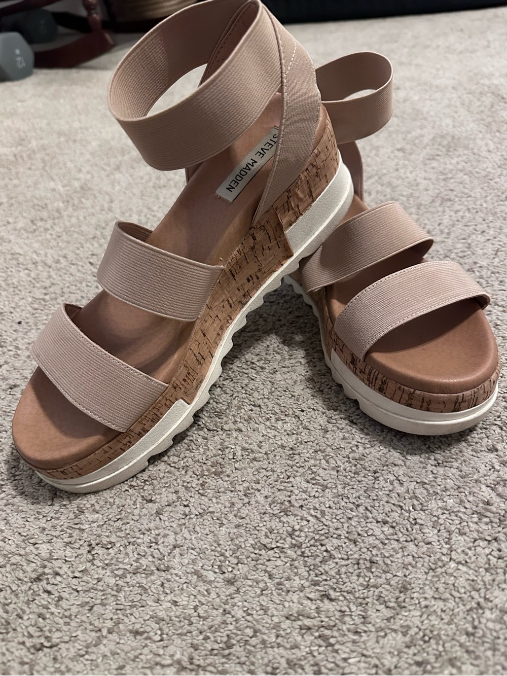 Steve Madden Blush Elastic Strap Cork Platform Sandals